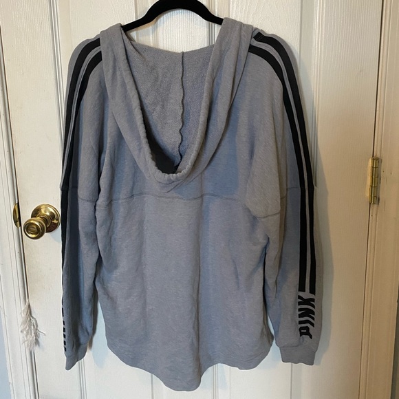 Victoria’s Secret PINK Gray Hoodie with Stripes - Picture 2 of 3